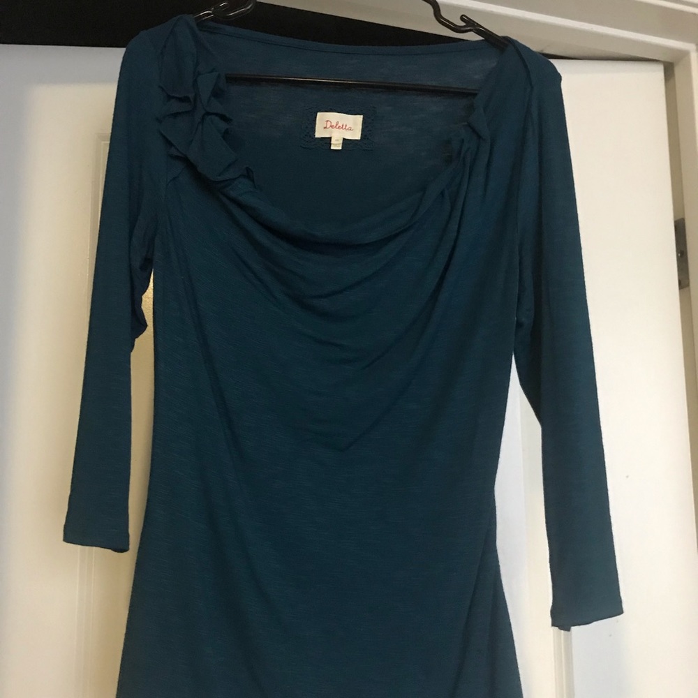 Deletta anthropologie career blouse teal XS